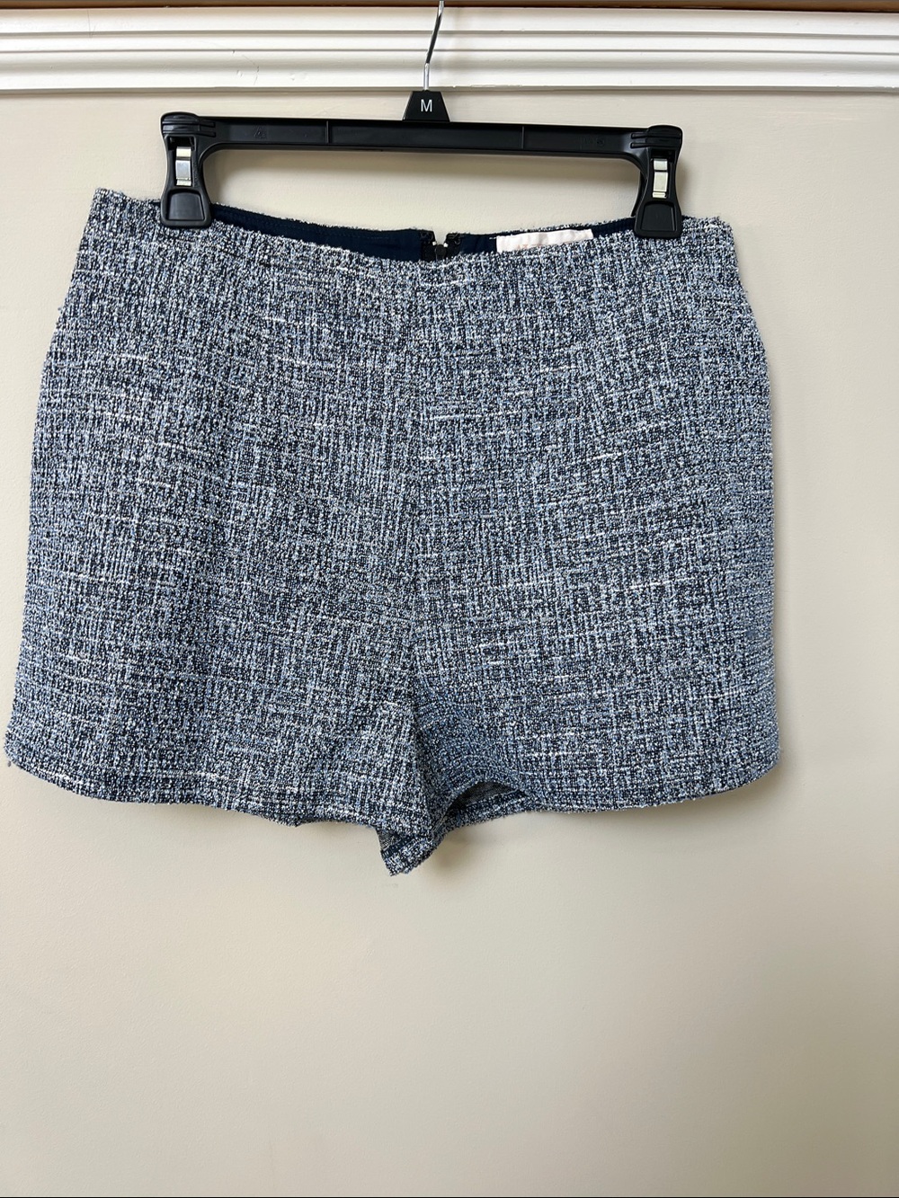 High-Waist Navy Tweed Dress Shorts